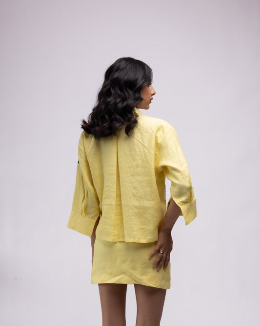 100% linen shirt with floral hand-embroidery