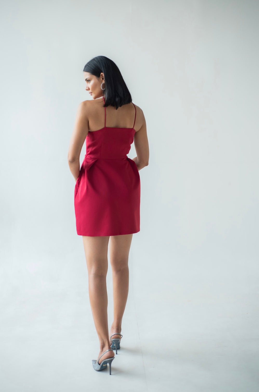 Halter-neck mini dress with flower detail