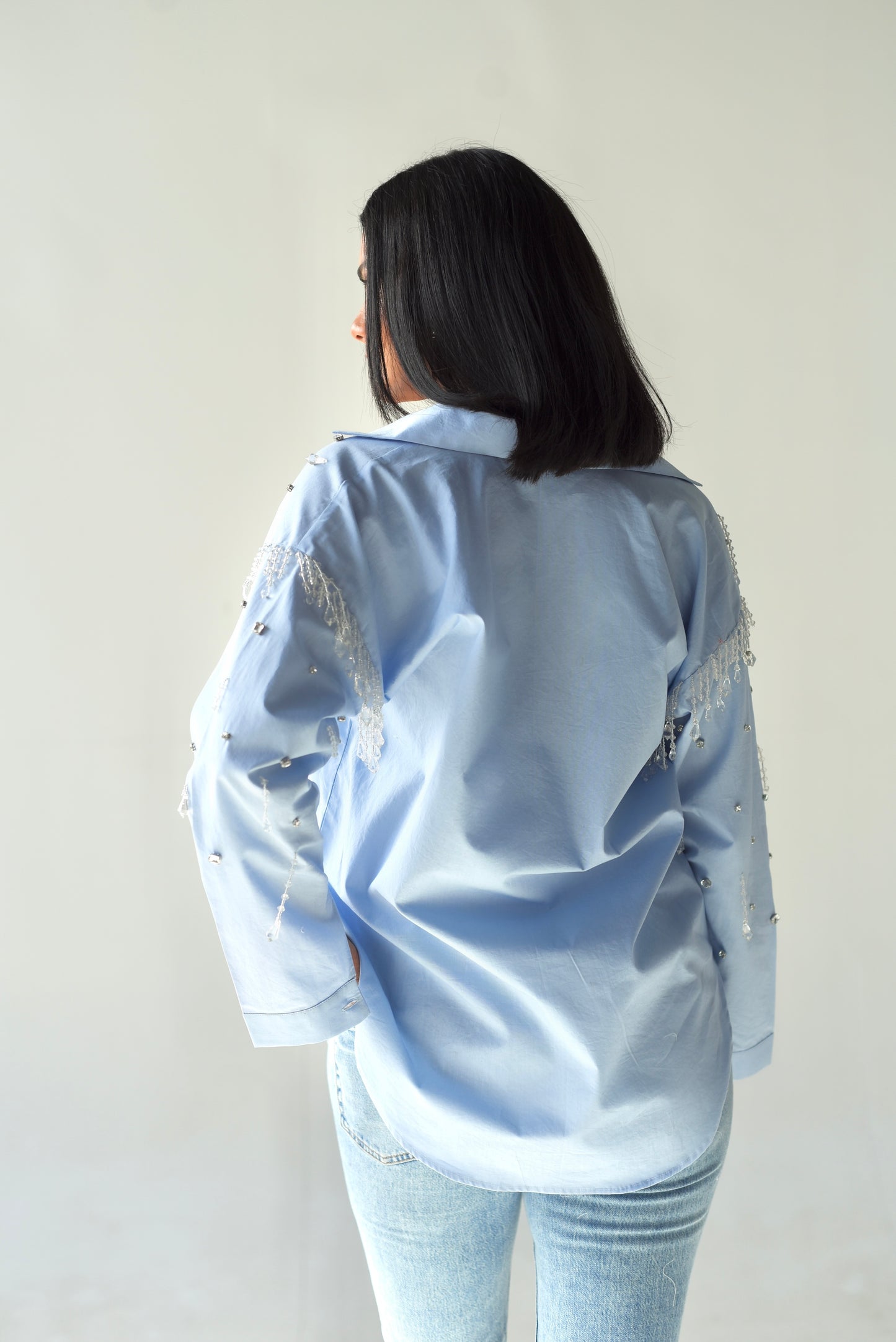 Long-sleeved embellished shirt