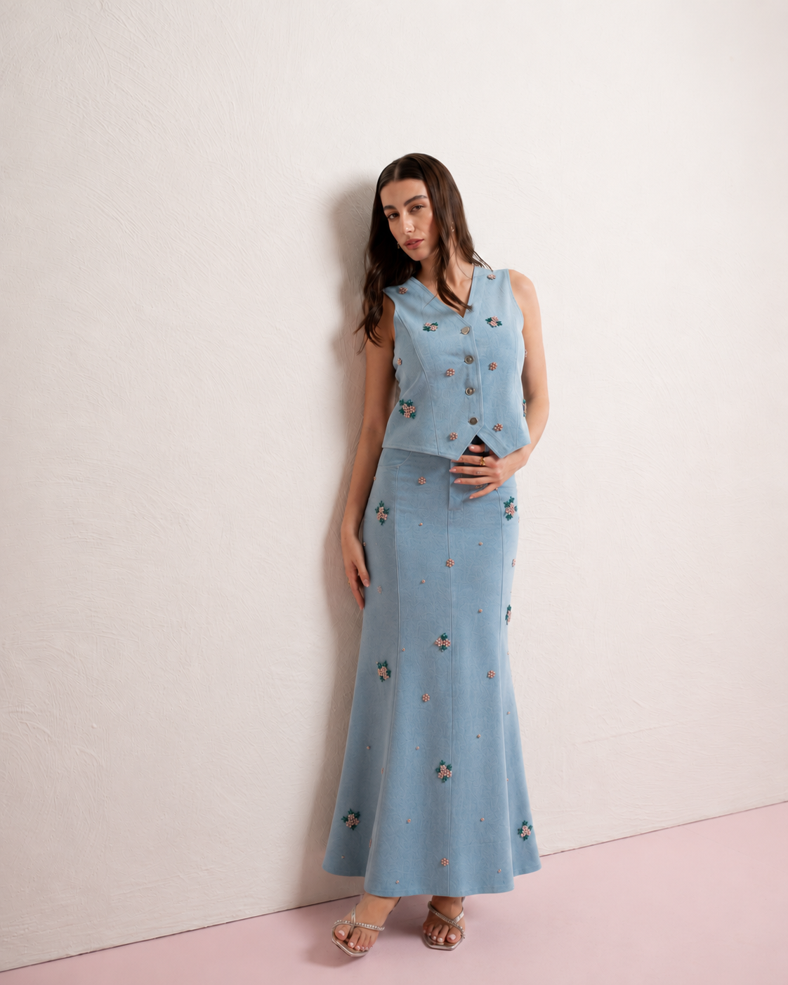 Rosalie Crystal Denim Waistcoat