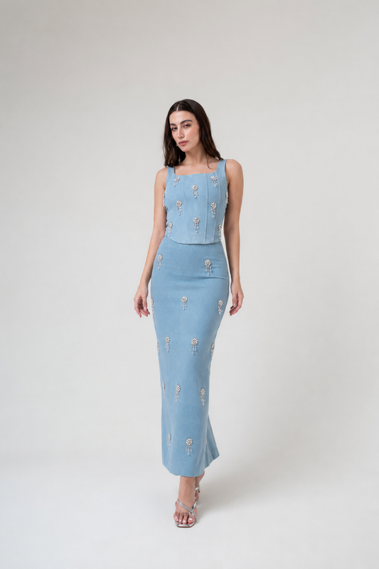Cascade Crystal Denim Co-ord Set