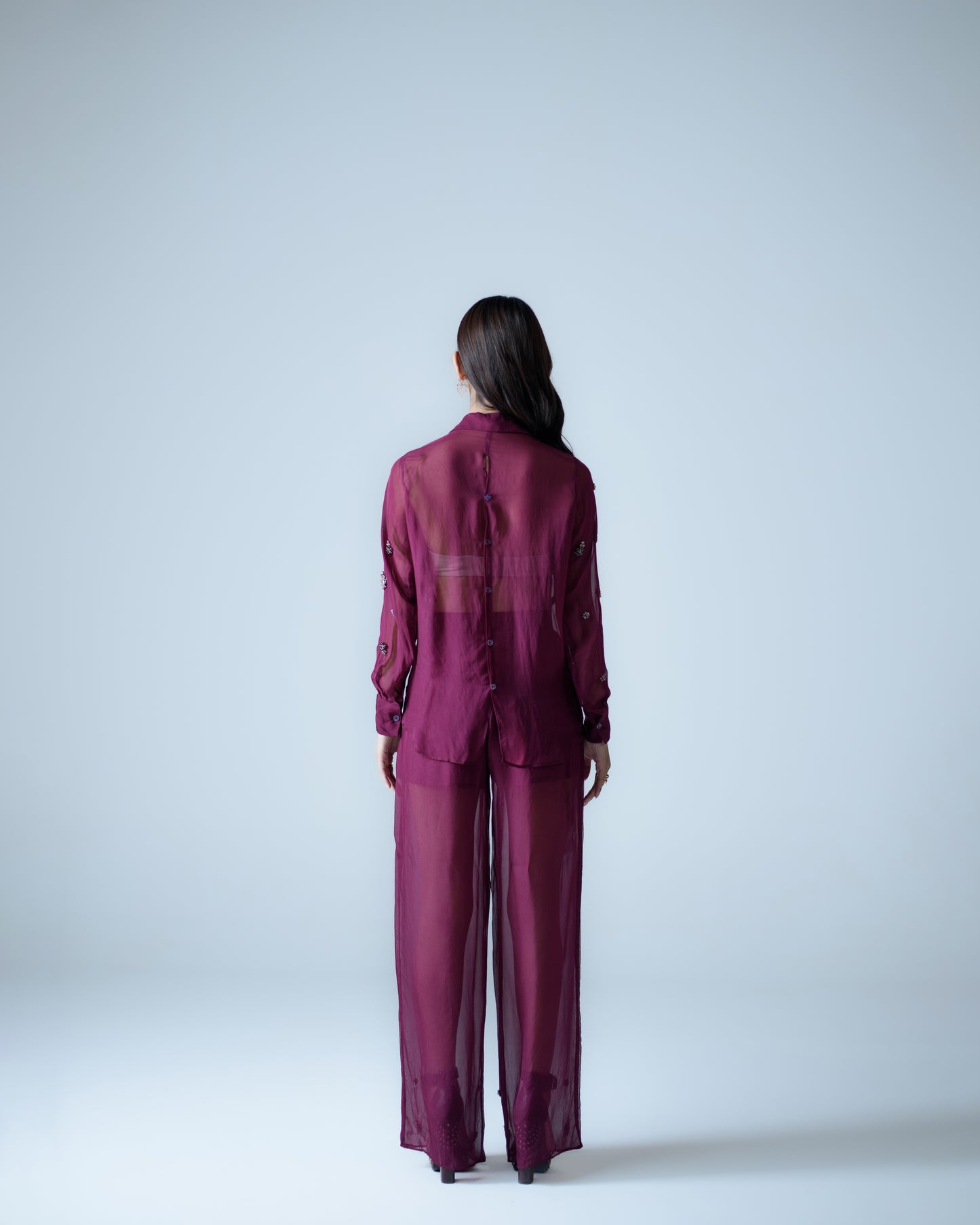 Hand-embellished organza shirt