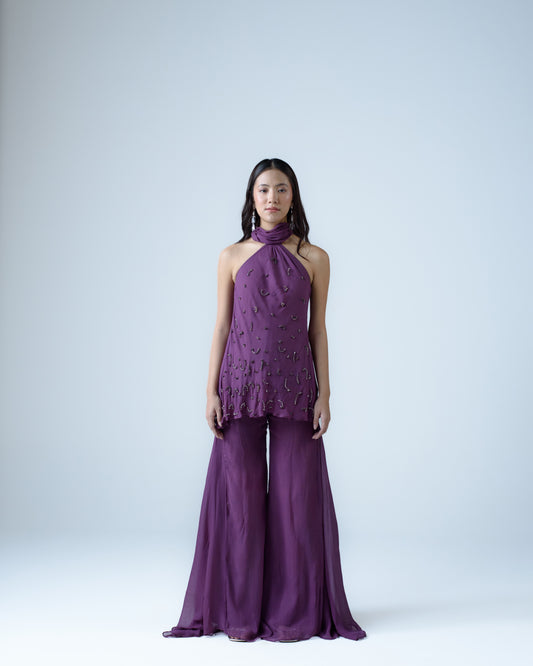 Silk chiffon halter top