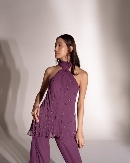 Silk chiffon halter top