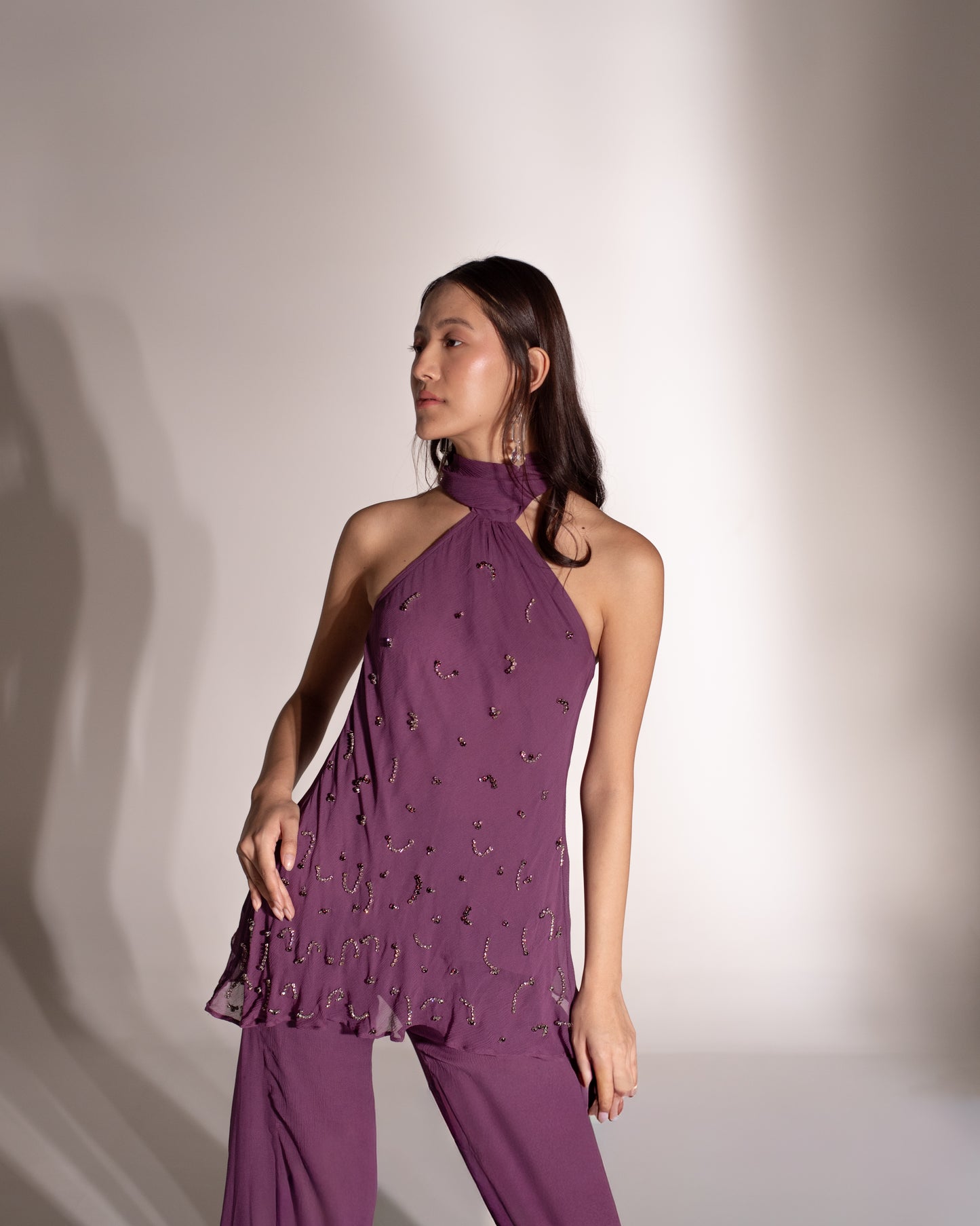 Silk chiffon halter top