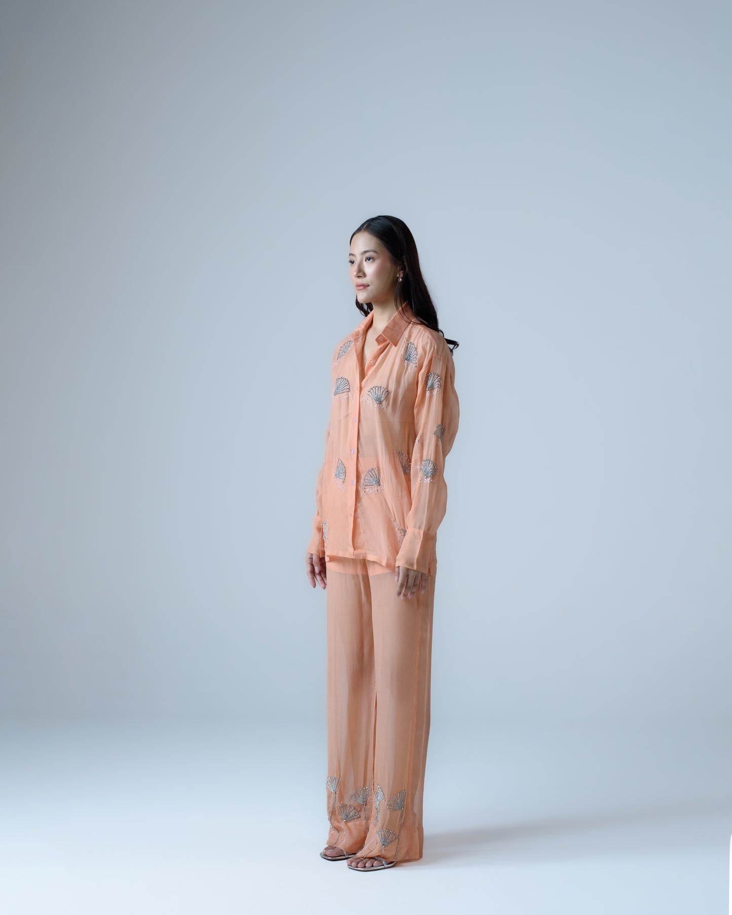 Hand-embellished organza shirt