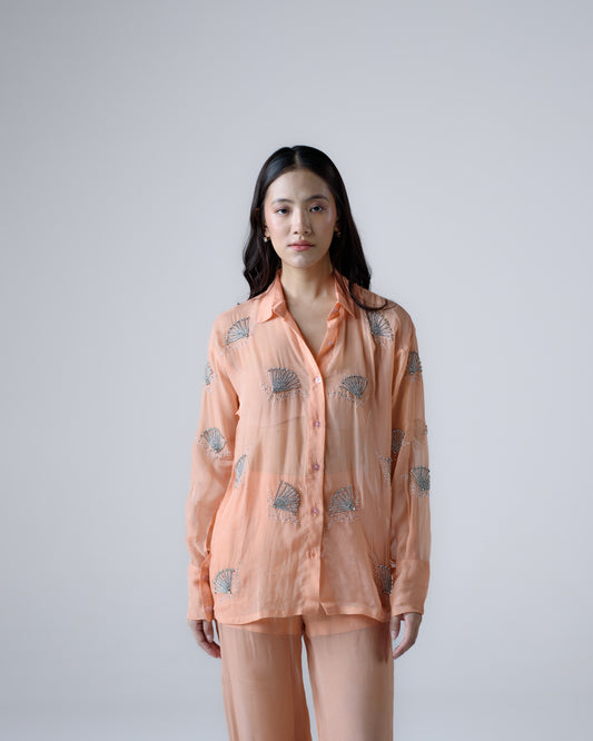 Hand-embellished organza shirt