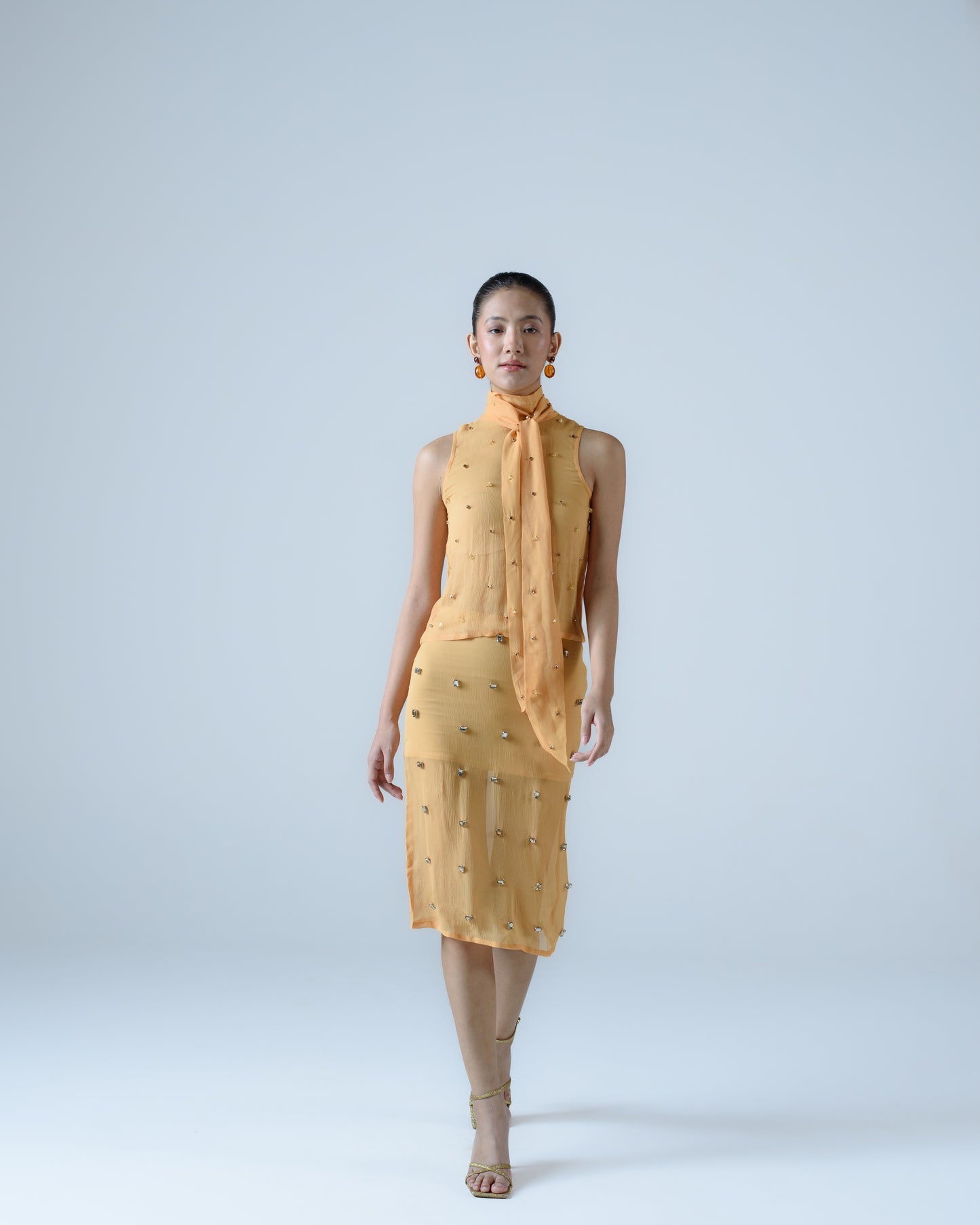 Silk chiffon midi skirt
