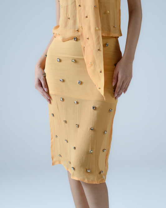 Silk chiffon midi skirt