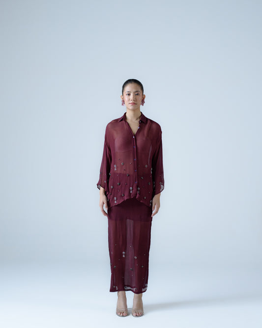Silk chiffon embellished shirt