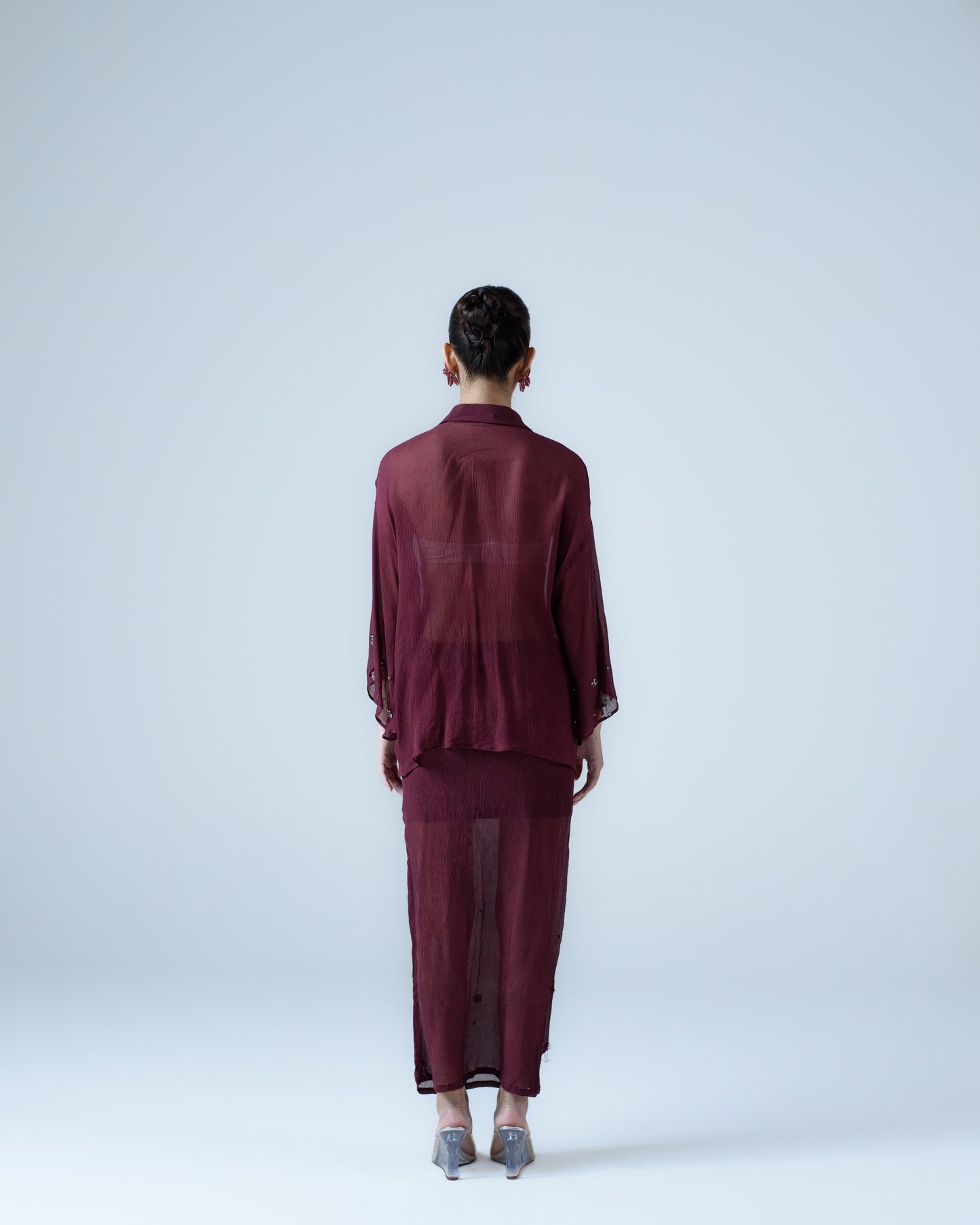 Silk chiffon embellished shirt
