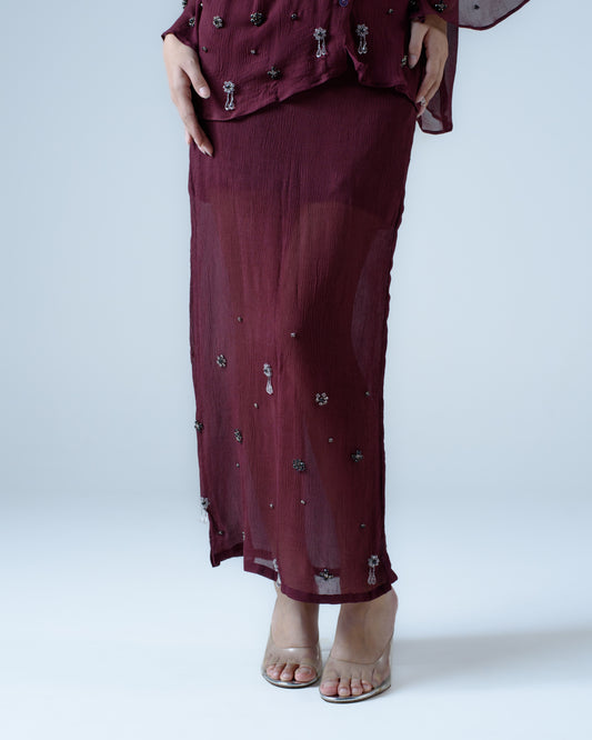 Silk chiffon midi skirt