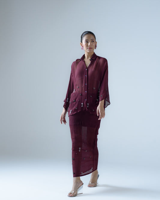 Silk chiffon midi skirt