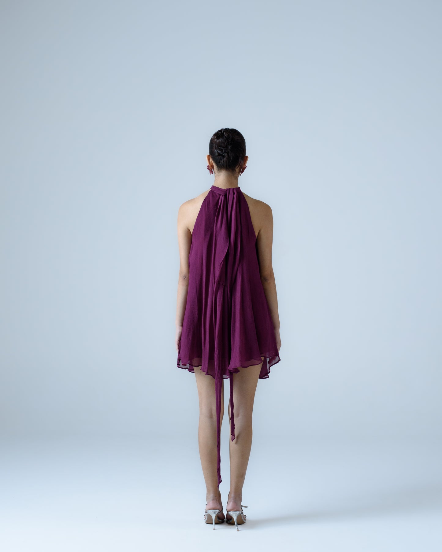 Silk chiffon halter-neck Mini Dress