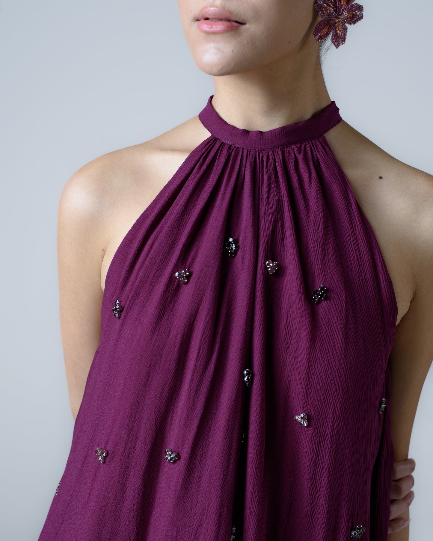Silk chiffon halter-neck Mini Dress