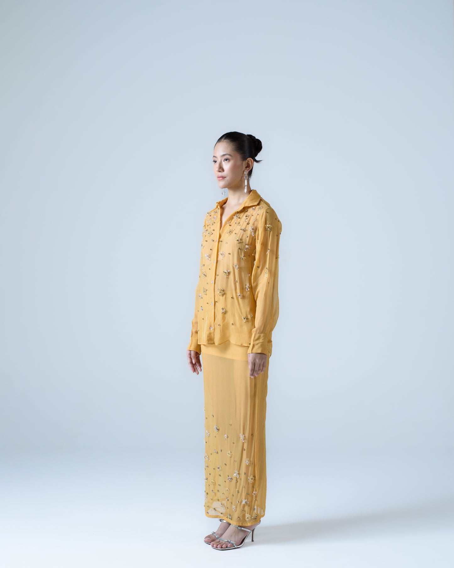 Hand-embellished organza shirt