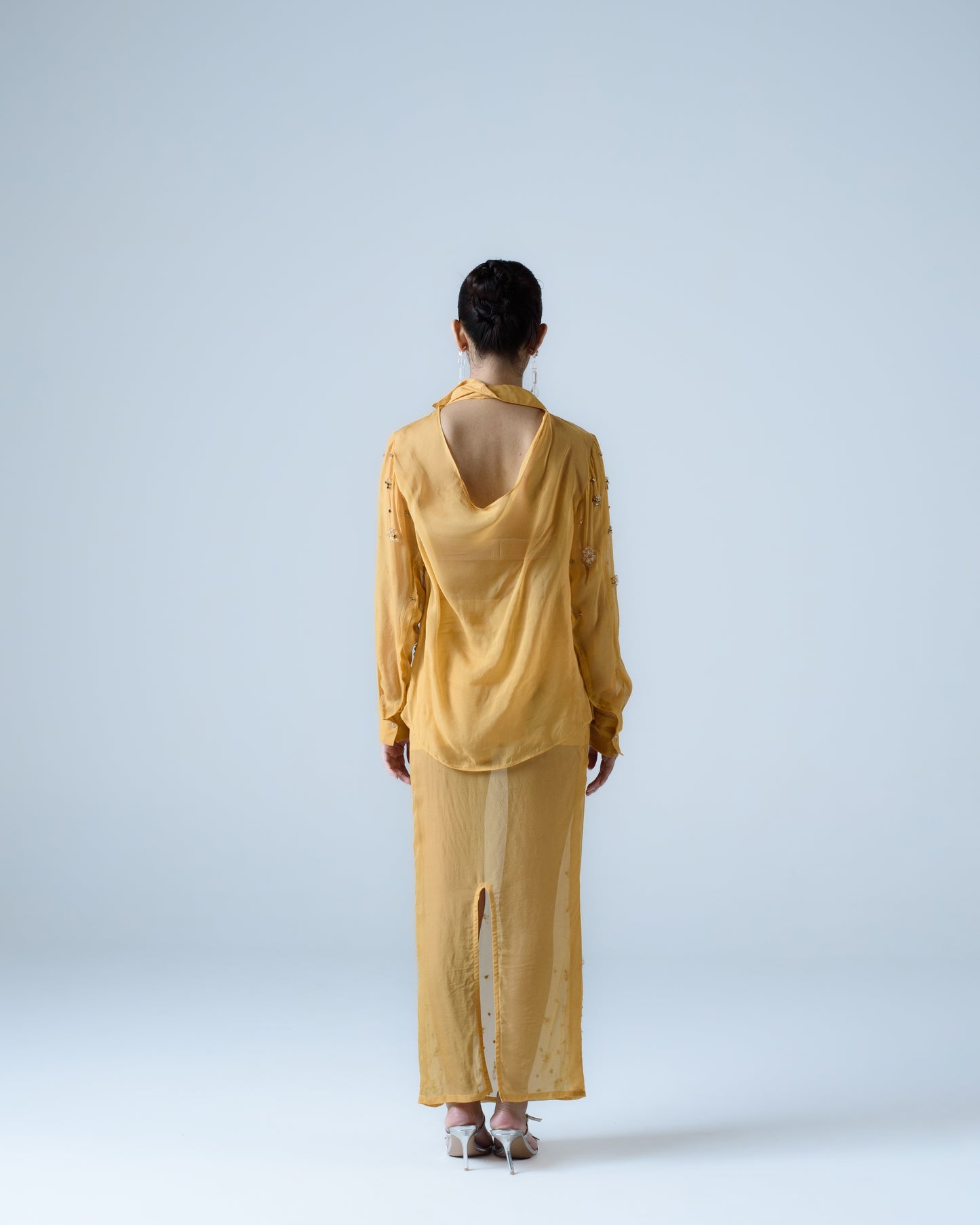 Hand-embellished organza shirt