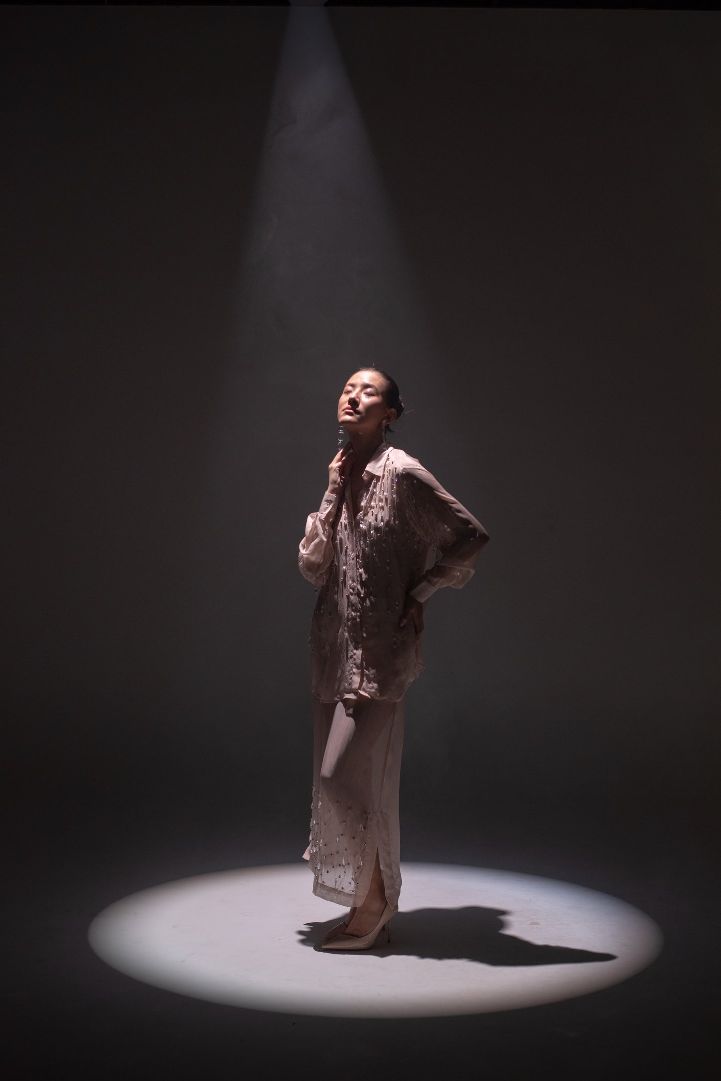 Hand-embellished organza shirt