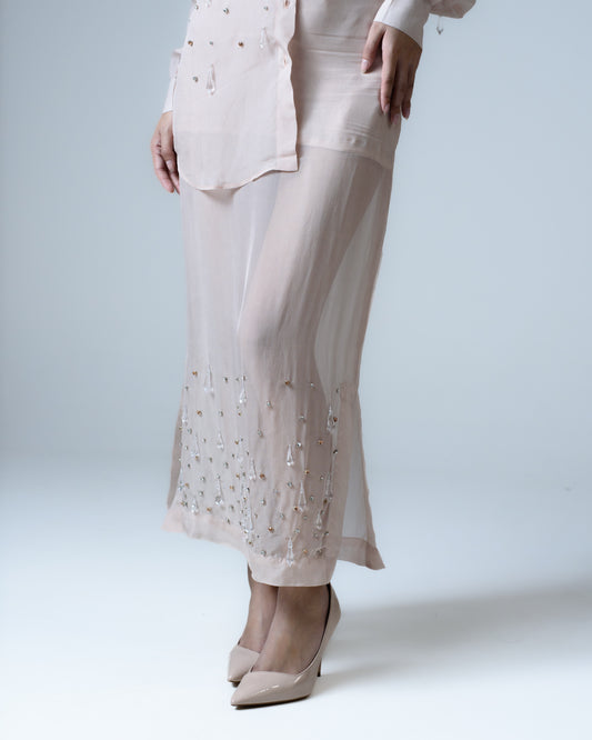 Hand-embellished organza midi skirt