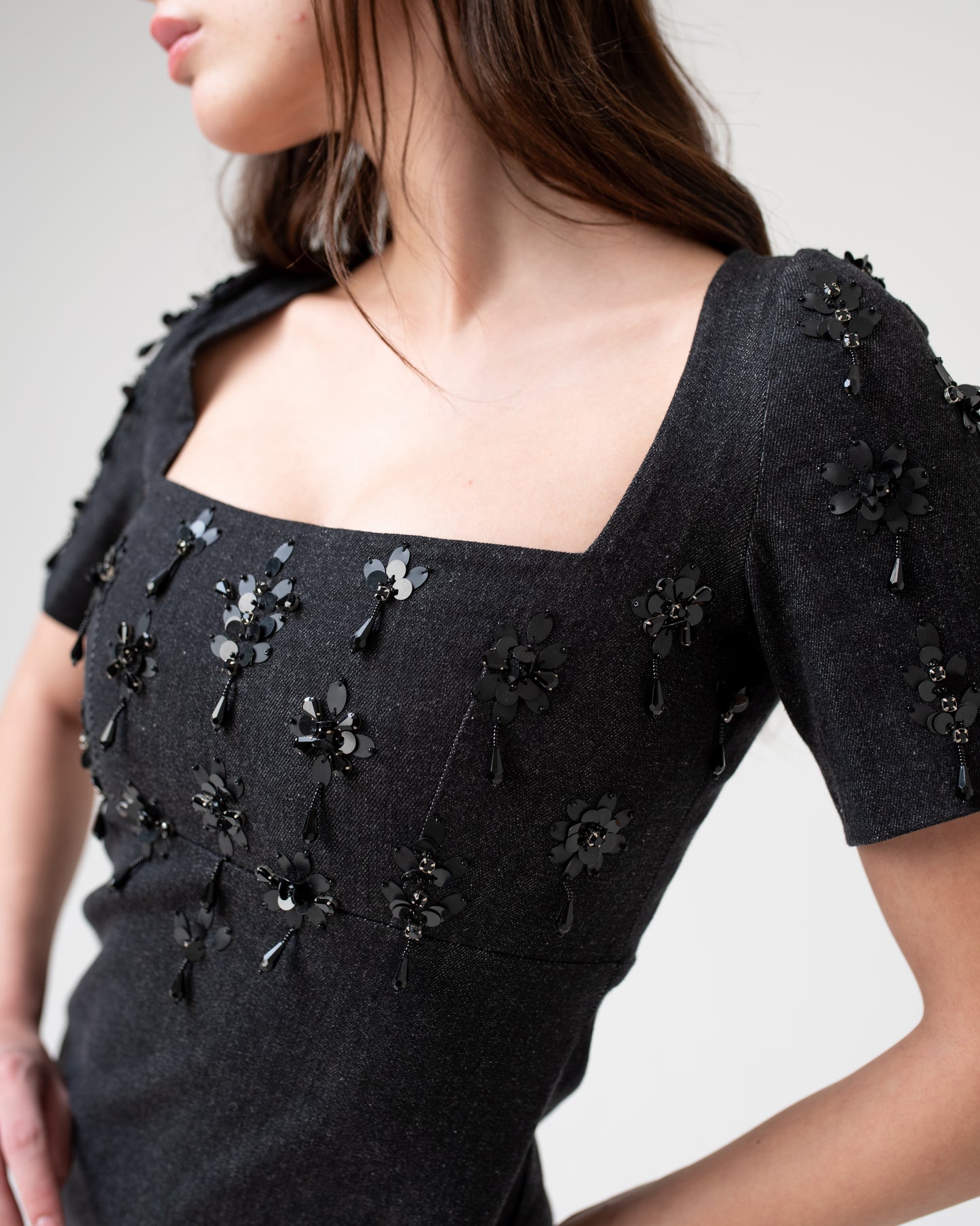 Embellished Denim Dress