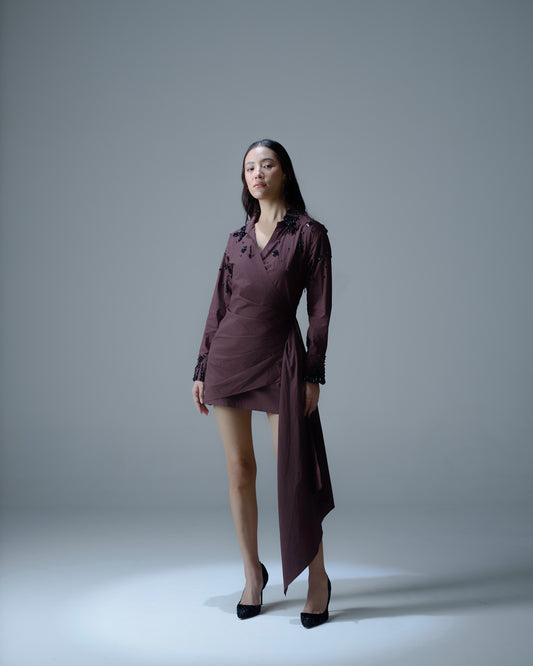 Hand-embellished mini dress