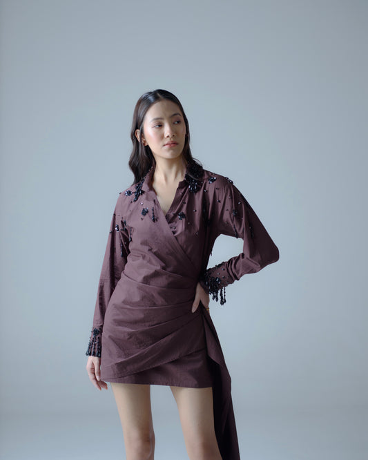 Hand-embellished mini dress