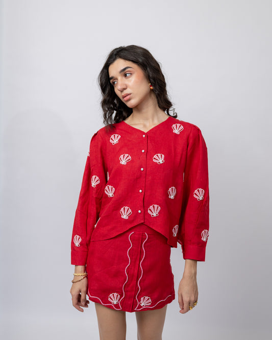 100% linen hand-beaded shirt