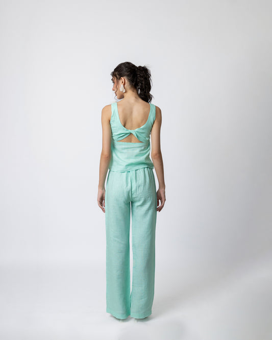 100% linen sequin top