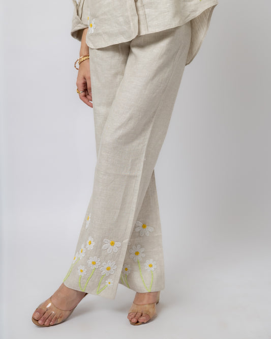 100% Linen high-waisted trousers