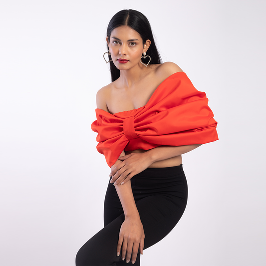 Off-shoulder bow top