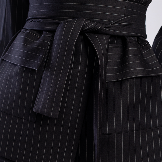 Pinstriped blazer with belt
