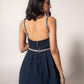 Hand-embellished denim mini dress