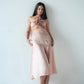 Satin midi skirt with slit