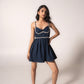 Hand-embellished denim mini dress