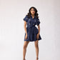 100% linen flared mini dress with embellishments