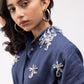 100% linen flared mini dress with embellishments