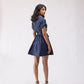 100% linen flared mini dress with embellishments
