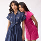 100% linen mini dress with scalloping