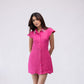 100% linen mini dress with scalloping