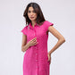 100% linen mini dress with scalloping