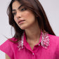 100% linen mini dress with scalloping