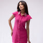 100% linen mini dress with scalloping
