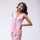 100% linen waistcoat with floral hand-embroidery