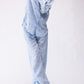 100% linen high-waisted trousers with crystal drop embellishing