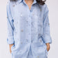 100% linen shirt with crystal drop embellishing