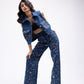 High-waisted multi-embellished denim jeans