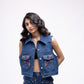 High-waisted multi-embellished denim jeans