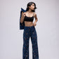 High-waisted multi-embellished denim jeans