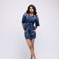 Multi-colour sequinned denim mini skirt