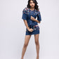 Multi-colour sequinned denim mini skirt